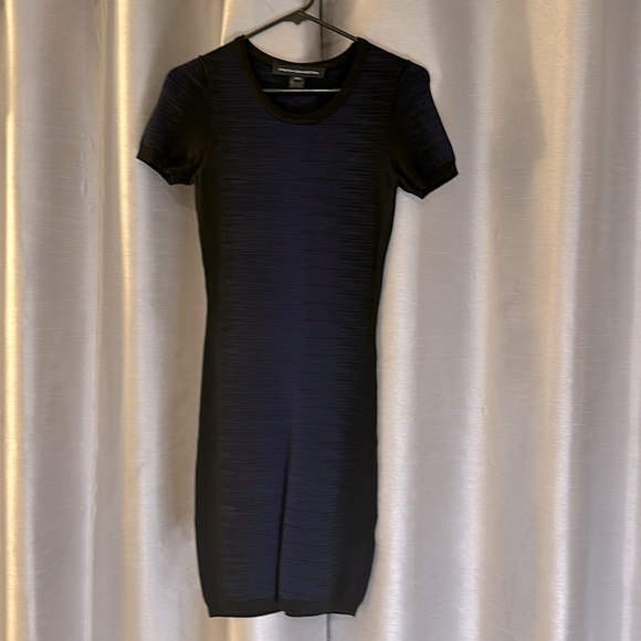 French Connection Blue + Black Body-Con Dress - Picture 1 of 4